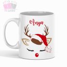 Rénszarvas mintás karácsonyi bögre egyedi neves feliratos christmas bogre mug