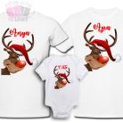 Karácsonyi családi szett- Rudolf (kacsintós) egydi fenykepes ajandek anya apa christmas unnep polo