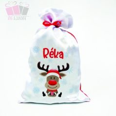 Rénszarvas mintás egyedi neves mikulás zsák fenykepes ajandek karacsony unnep christmas fenyő Rénszarvas mintás egyedi neves mikulás zsák fenykepes ajandek karacsony unnep christmas fenyő