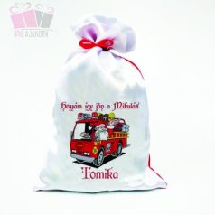 Tűzoltó mintás egyedi neves mikulás zsák fenykepes ajandek karacsony unnep christmas fire man Tűzoltó mintás egyedi neves mikulás zsák fenykepes ajandek karacsony unnep christmas fire man