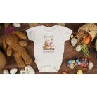 egyedi neves nyuszifül mintas husveti gyermek pamut polo body easter tshirt