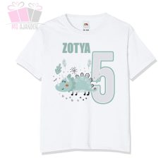 egyedi dinós feliratos éves lettem állat_mintás_body_saját_névvel-adatok fiús trex saurus