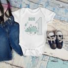 egyedi dinós feliratos éves lettem állat_mintás_body_saját_névvel-adatok fiús trex saurus