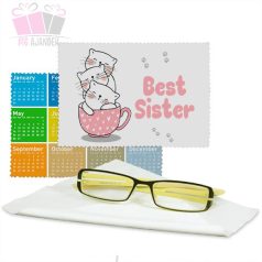 Cica mintás szemüvegtörlő best sister legjobb testvér tesós ajandek egyedi neves feliratos Cica mintás szemüvegtörlő best sister legjobb testvér tesós ajandek egyedi neves feliratos