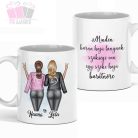 Barátnős egyedi neves kerámia bögre választható karakterekkel barátság best friends bff legjobb bará