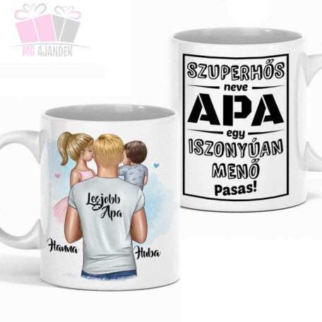 Apa karakter mug white egyedi neves kerámia bögre daddy kids csalad famili best kave tea