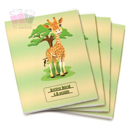 Zsiráf mintás egyedi neves tornazsák iskola füzetrboritó school sport cuki giraffe animals dzsungel
