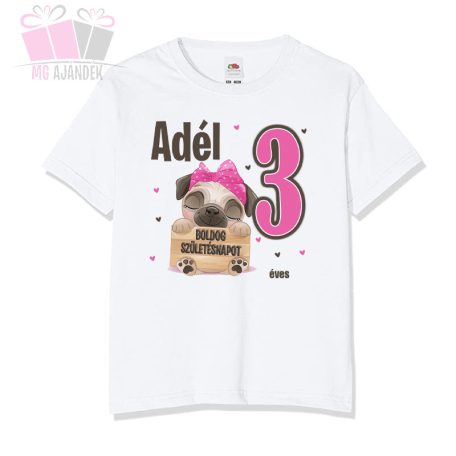 egyedi-neves-születésnapi-kutya-body-szülinap-birthday-egyedi-fotos-ajándék mopsz állat szives pink