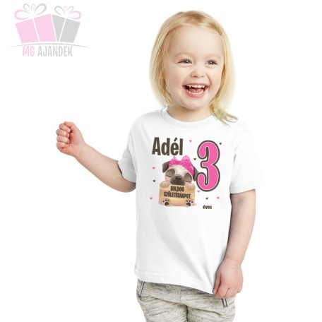 egyedi-neves-születésnapi-kutya-body-szülinap-birthday-egyedi-fotos-ajándék mopsz állat szives pink