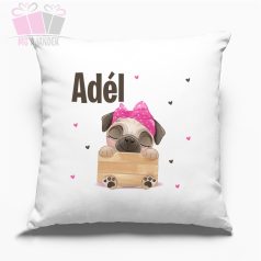 Mopsz mintas egyedi neves parna allat kutya kutyus nevnap szuletesnap sziv csajos cuki fenykepes aja