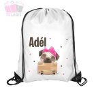 Cuki mopsz mintás egyedi neves tornazsák iskola füzetrboritó school sport cuki animals 
