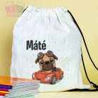 Cuki mopsz mintás egyedi neves tornazsák iskola füzetrboritó school sport cuki animals 