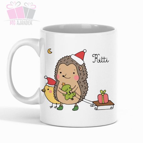 Süni mintás karácsonyi bögre egyedi neves feliratos christmas bogre mug edge allat mikulás