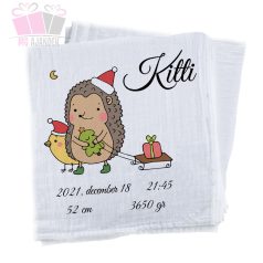 egyedi mintas neves feliratos textilpelenka kifogó baba szuletes born baby sun szanko tel karacsony