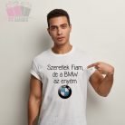 egyedi feliratos vicces humoros felnott pamut polo poen autós menő apa fia bmw 
