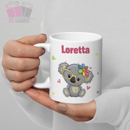 egyedi feliratos keramia bogre bear maci medve nevnap koala ballon mug ajandek
