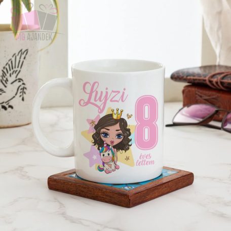 egyedi neves unicorn white mug bogre unikornis szivarvany horse 