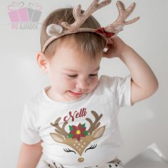 egyedi neves feliratos karacsonyi rudolf szarvas  fiu lany pamut gyerek polo christmas