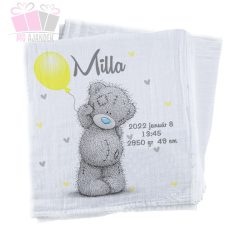 Cuki mackós - feliratos egyedi textilpelenka kifogó maci medve szurke kek orru blue nose lufi ballon