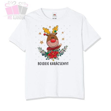 egyedi neves feliratos karacsonyi szarvas szan mikulás cartoon fiu lany pamut gyerek polo christmas 