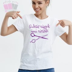 fodrász vagyok nem varázsló feliratos szoveges vicces humoros fenykepes kozmetikus fehér pamut