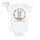fehér nyuszis egyedi neves húsvét mintás body gyermek póló locsolkodas easter húsvét pamut body polo