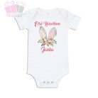 egyedi neves nyuszifül mintas husveti gyermek pamut polo body easter tshirt