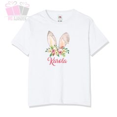 egyedi neves nyuszifül mintas husveti gyermek pamut polo body easter tshirt