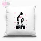 Anya lánya mintás díszpárna Anyák napjára egyedi fenykepes neves díszparna mama nagyi nagymama