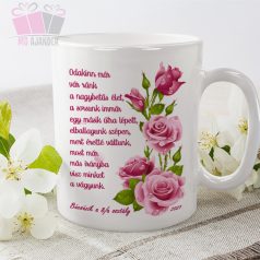 egyedi neves feliratos virag flower búcsú pedagógus nap kerámia ajándék bögre white mug rózsa búcsú