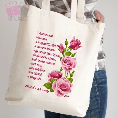 egyedi rózsa virag flower tanar vaszonszatyor évvégi ajandek búcsú taska vásárlás iskola tanar pedag