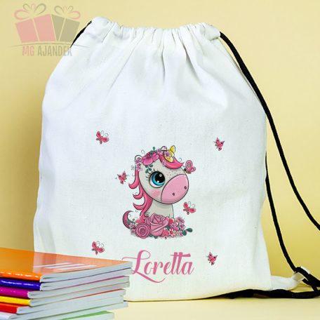 Unikornisos egyedi neves tornazsák iskola sport unikornis rajzfilm cartoon egyszarvú