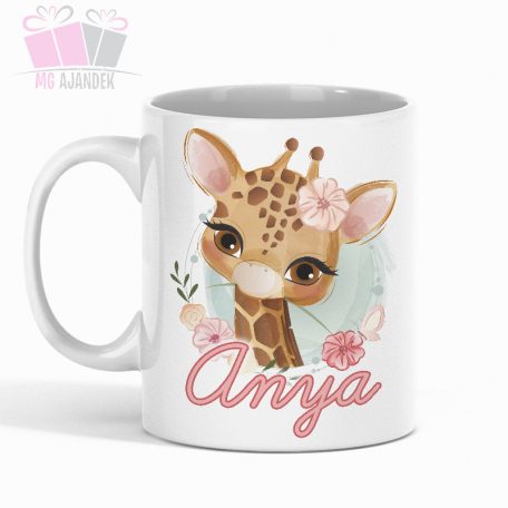 egyedi neves feliratos bogre zsiráf giraffe allat animals bögre mug kids gyerek polo body