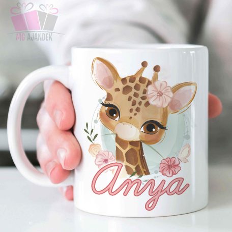 egyedi neves feliratos bogre zsiráf giraffe allat animals bögre mug kids gyerek polo body