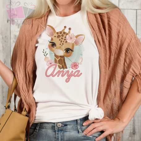 zsiráf mintás egyedi neves body/ póló