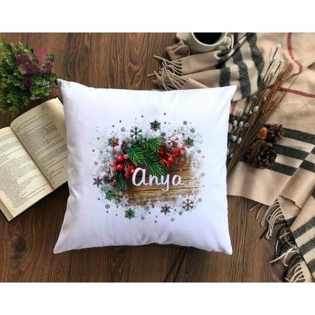 Karácsonyi párna -tábla dísz ünnep mintas egyedi neves párna ajandek christmas feliratos fenykepes 