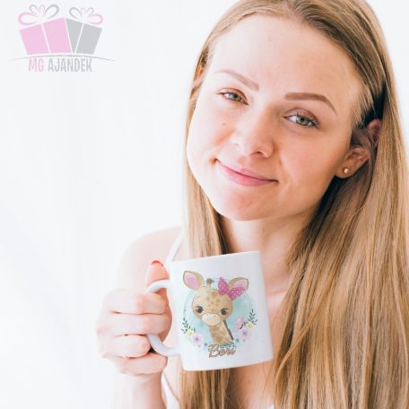 egyedi neves feliratos bogre zsiráf giraffe allat animals bögre mug kids gyerek polo body