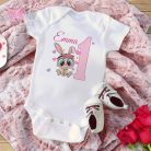 bézs nyuszis egyedi neves mintás body gyermek póló locsolkodas easter húsvét pamut body polo