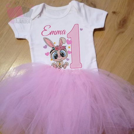 bézs nyuszis egyedi neves mintás body gyermek póló locsolkodas easter húsvét pamut body polo