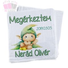 egyedi-neves-pelenka-manos gnome zöld green-feliratos textilpelenka-kifogo