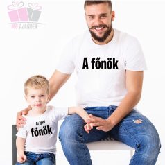 igazi főnök páros póló apa fia szett-  szett gyerek apa fia daddy son kids csaladi polo