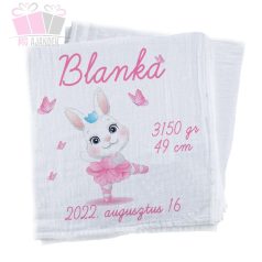 egyedi-neves-pelenka-cuki nyulas kislany szíves allat-feliratos textilpelenka-kifogo