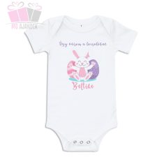 fehér nyuszis egyedi neves húsvét mintás body gyermek póló locsolkodas easter húsvét pamut body polo
