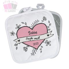 Anyák napi szív mintás edényfogó felirattal egyedi ajandek nagymama edesanya mothers day viragos