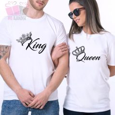 King-Quenn feliratos páros póló koronával valentin nap day szerelem i love you
