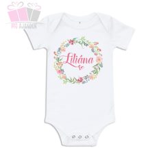egyedi-neves-virágkoszorú-mintás-body-póló-szülinap birthday éves lettem pipacs tulipán rózsa fűzer