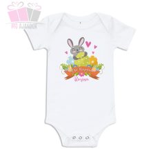 Egyedi neves húsvéti body saját névvel szürke nyuszival Egyedi neves húsvéti body saját névvel szürke nyuszival