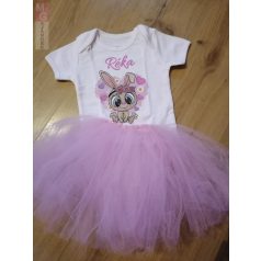 Húsvéti szett világos rózsaszín tütüvel egyedi neves bodyval   Húsvéti szett világos rózsaszín tütüvel egyedi neves bodyval