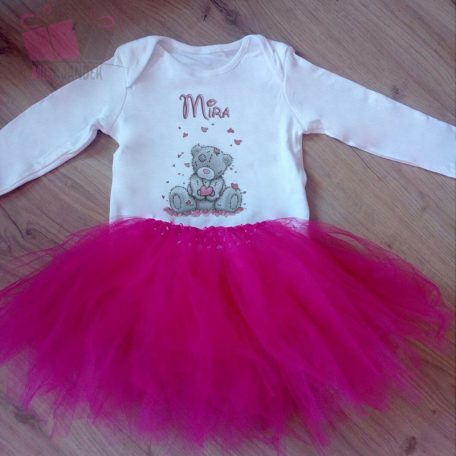 egyedi-neves-születésnapi-macis-body-szülinap-birthday-egyedi-fotos-ajándék medve bocs szives pink