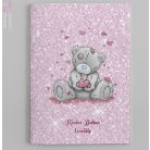 Szürke maci szívekkel egyedi neves füzetborító